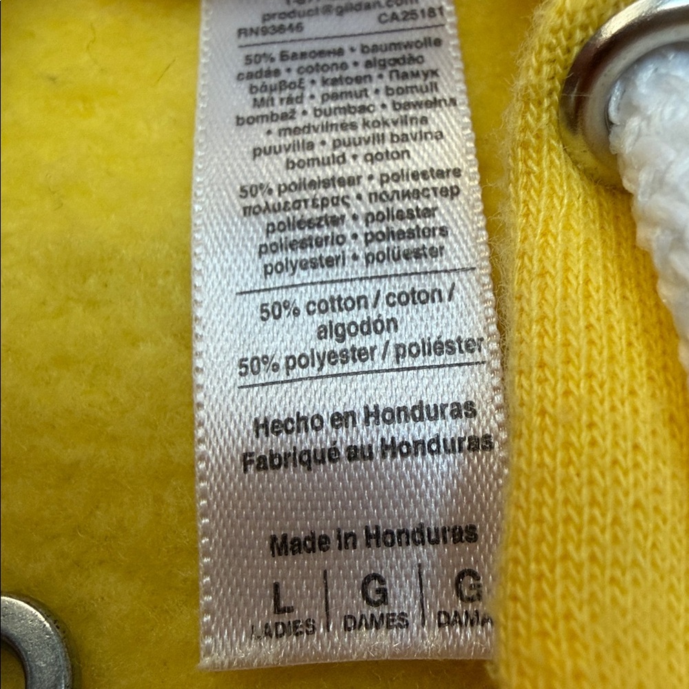 American Apparel Women’s Zip-Up Hoodie in Yellow & Pink CROPPED - Picture 4 of 5